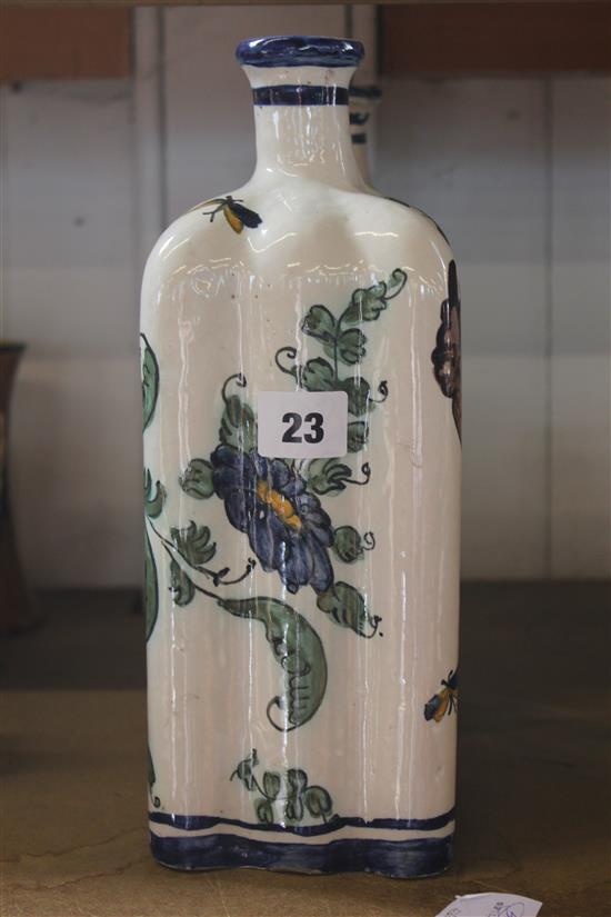 Pair tin glazed bottles(-)